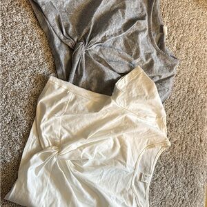 Gray and White Knotted T-Shirts
